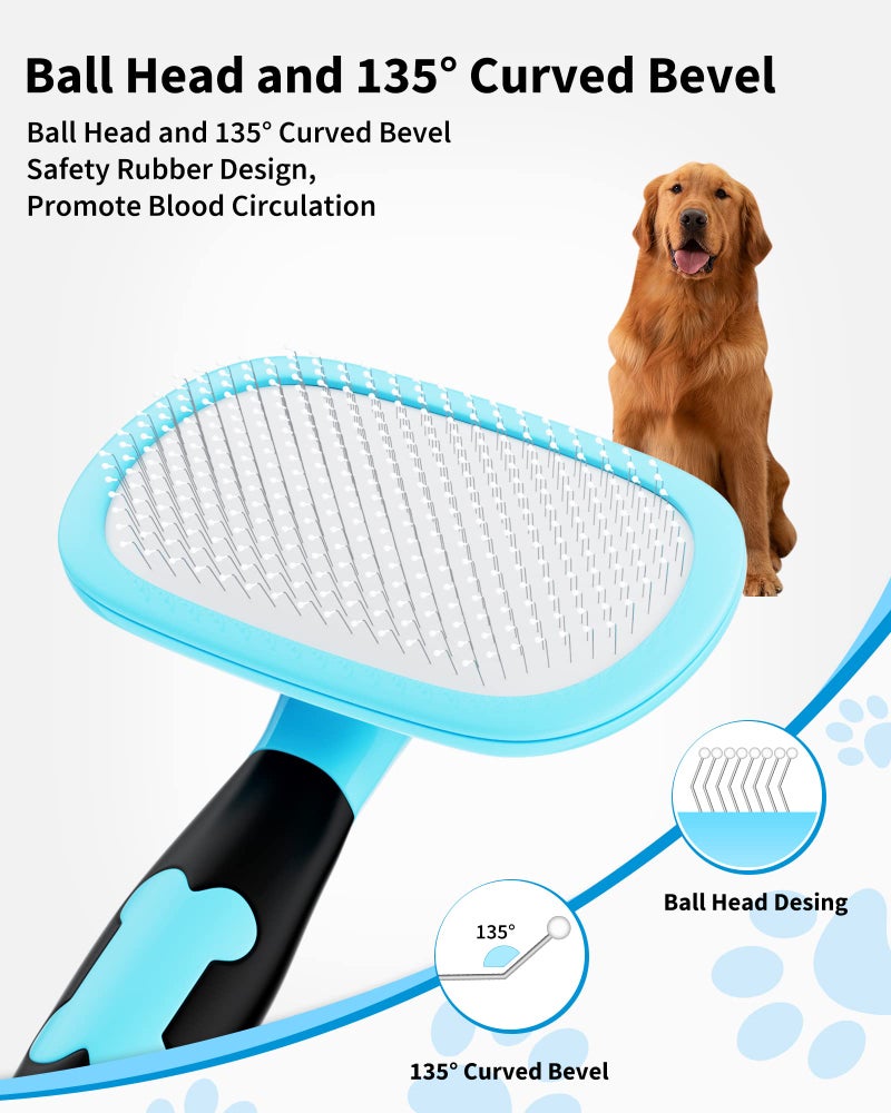 Glendan Dog Brush & Cat Brush- Slicker Pet Grooming Brush- Shedding Grooming Tools(Blue) - Image 2
